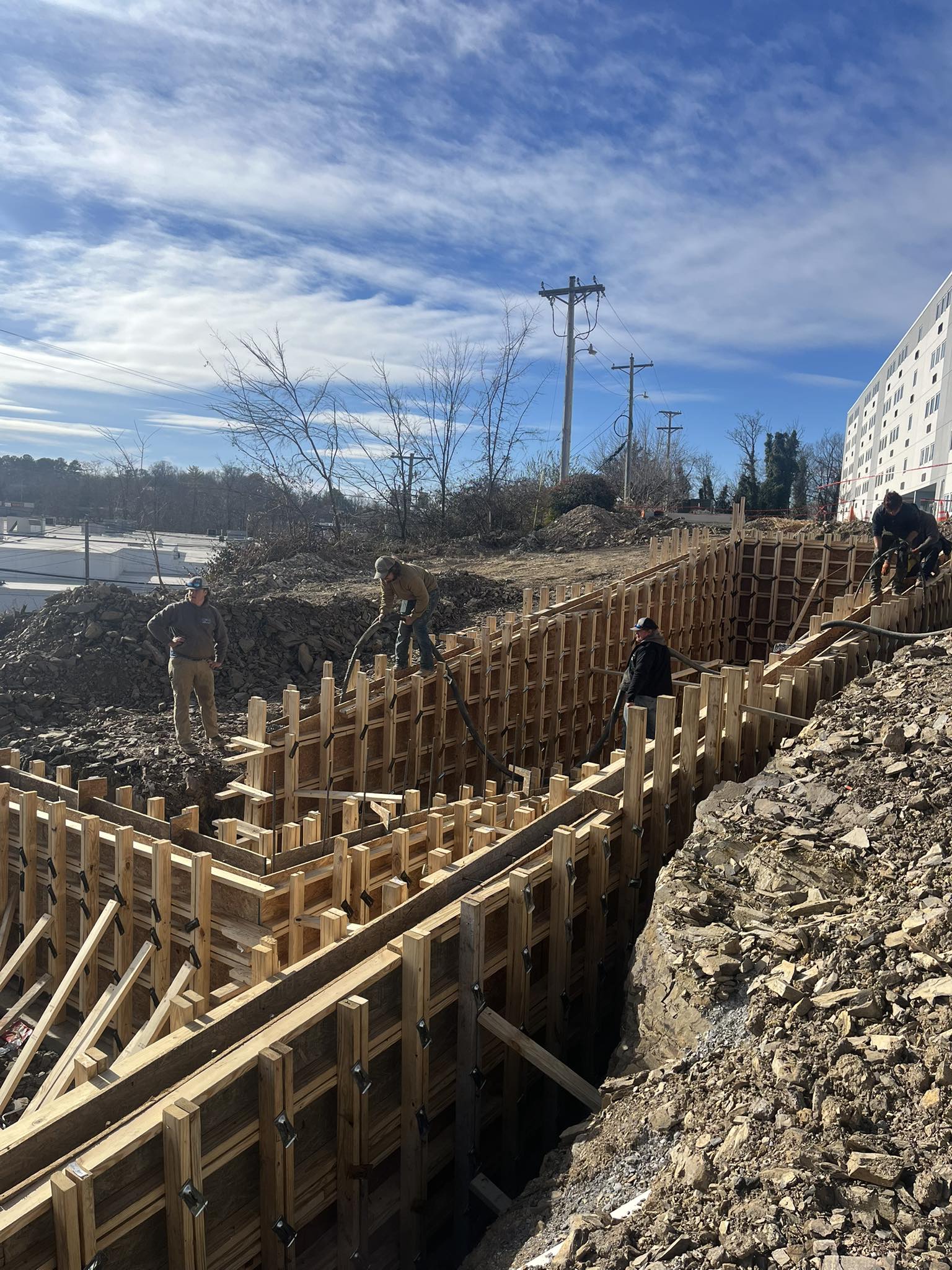 Pouring for a large access ramp on a commercial job in Greeneville TN